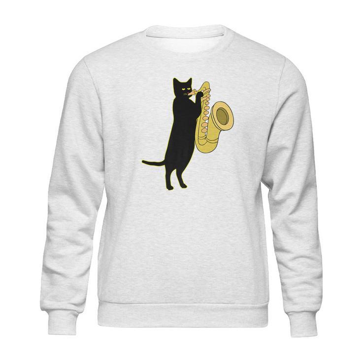 Cat Playing Saxophone Shirt Cool Wind Instrument Sax Gift Sweatshirt