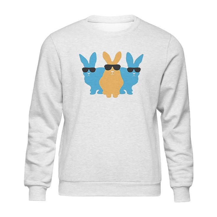 Easter  For Men Hip Trio Bunnies Funny Graphic Hipster Easter Bunny Sweatshirt