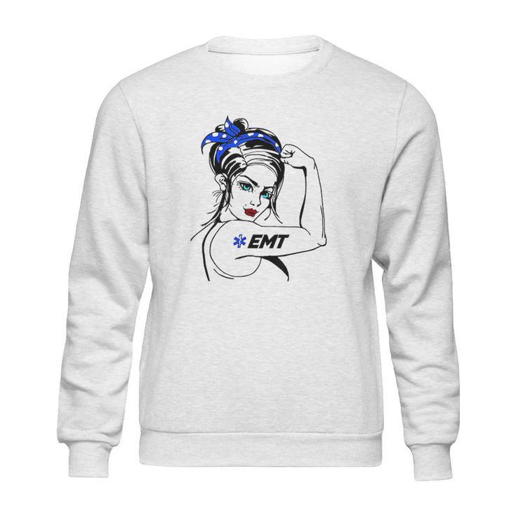 Ems Emergency Emt Rosie The Riveter Sweatshirt