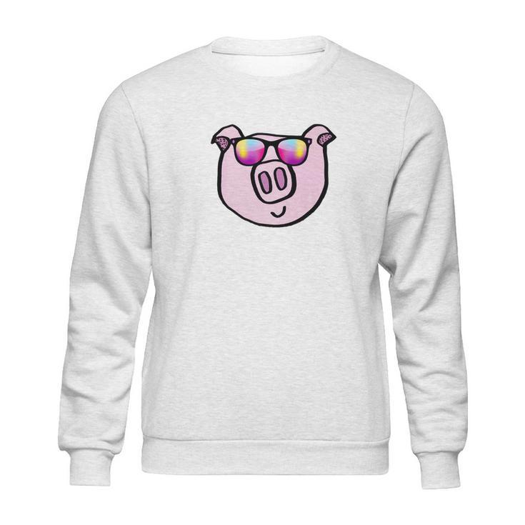 Funny Animal Piggy Face With Sunglasses For Pig Lovers Sweatshirt