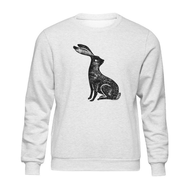 Hare Lino Print Hare Mad March Animal Sweatshirt