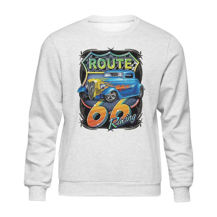 Hot Rod Route 66 Sign American Muscle Classic History Sweatshirt