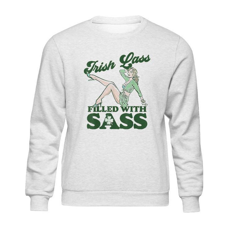 Irish Lass Full Of Sass Funny St Patricks Day Pinup Girl Sweatshirt