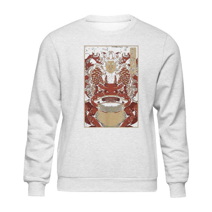 Japanese Artwork Samurai Riding Wild Toad Nippon Kanji Sweatshirt