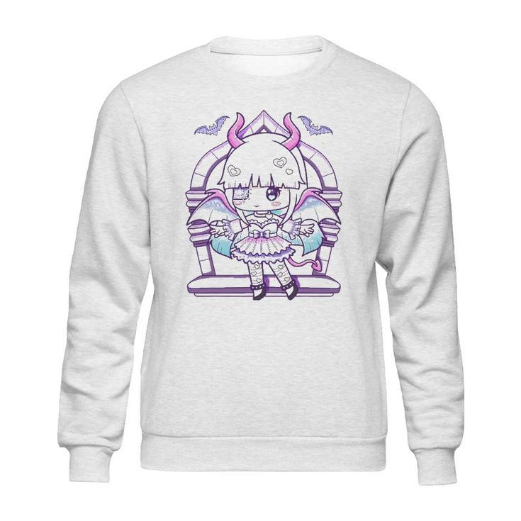 Kawaii Pastel Goth Cute Creepy Girl And Bats Sweatshirt