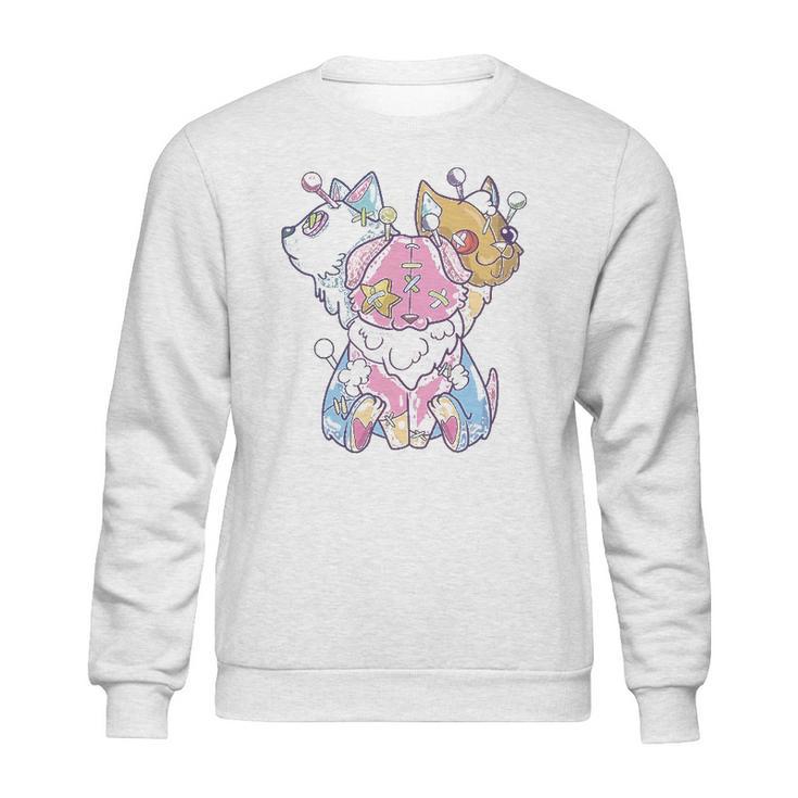 Kawaii Pastel Goth Voodoo Doll Cute Creepy 3 Headed Dog Sweatshirt