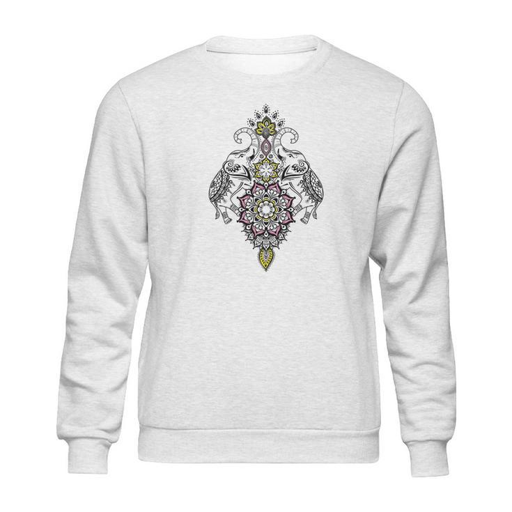 Mirrored Ornate Elephants Henna Art Sweatshirt