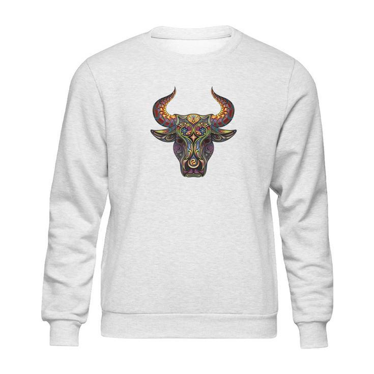 Mosaic Bull  Artistic Cow Artist Painting Tee Sweatshirt