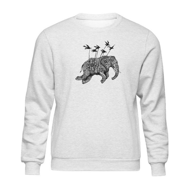 Ornate Elephant Tee Henna Mehndi Flying Sweatshirt