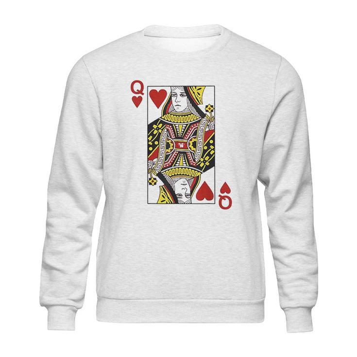 Queen Of Hearts Blackjack Cards Sweatshirt