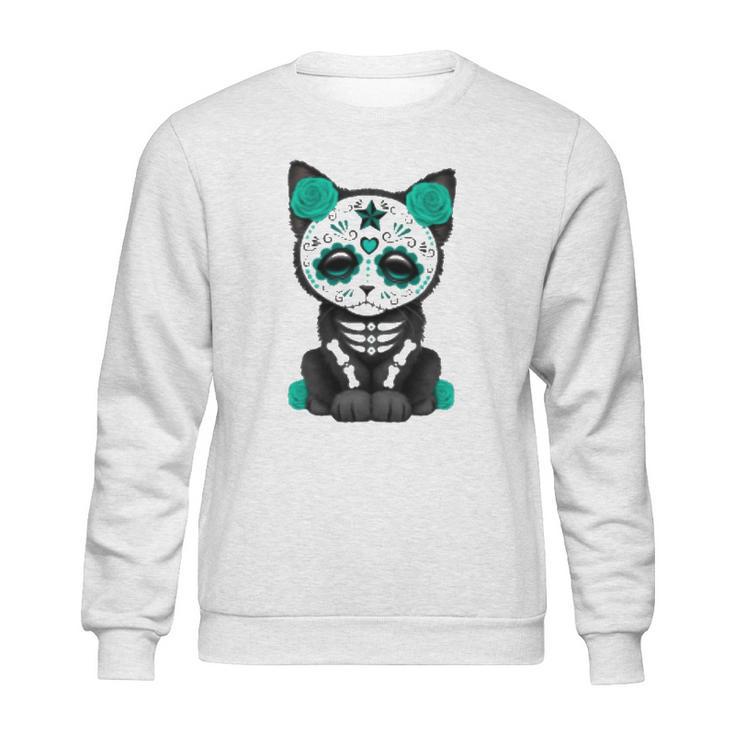 Sugar Skull Cat Day Of The Dead Cat Sweatshirt