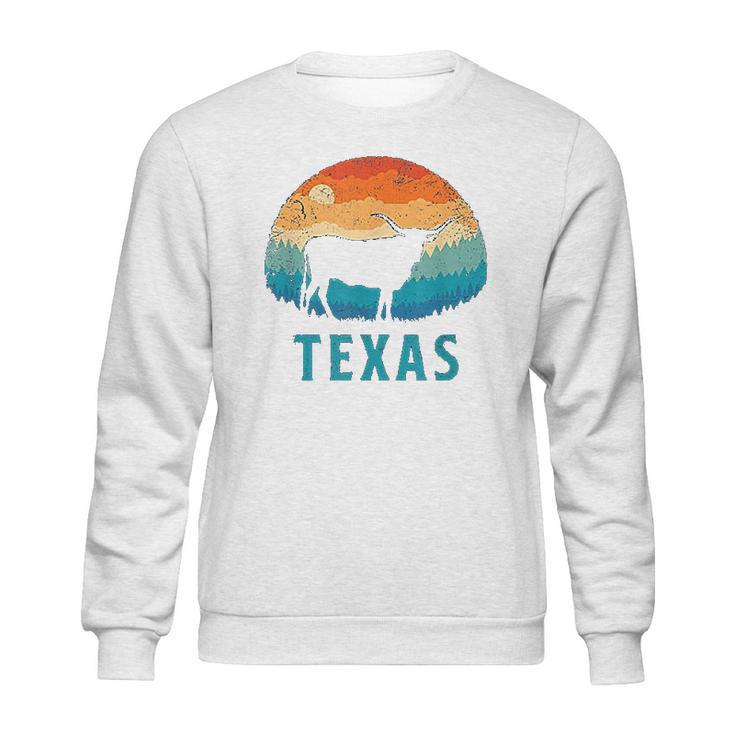 Texas Longhorn Cow Vintage Texan Cattle Herd Retro Sweatshirt