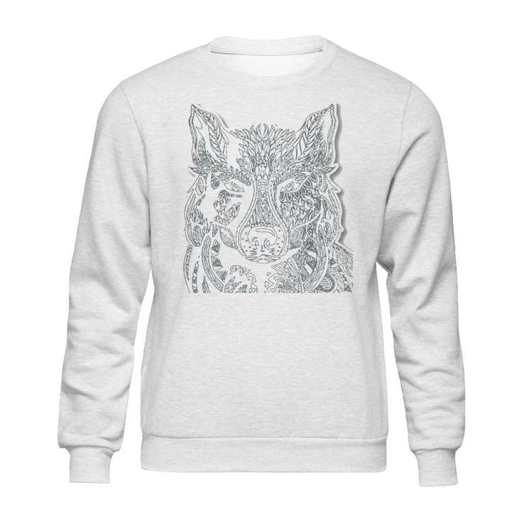 Tribal Wolf Design Sweatshirt