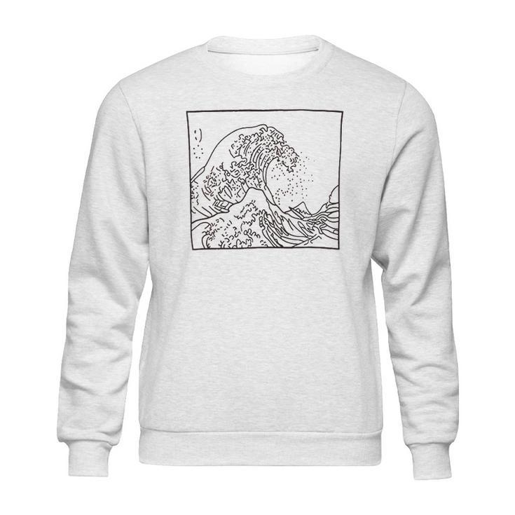 Casual Graphic Tsunami Sweatshirt