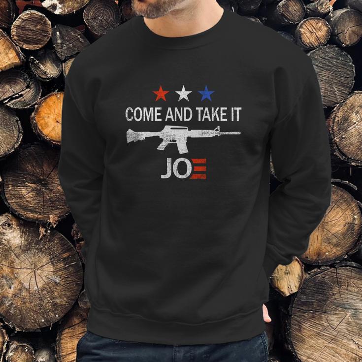 Come And Take It Ar15 Joe Biden Anti Liberal Graphic Design Printed Casual Daily Basic Sweatshirt Gifts for Him