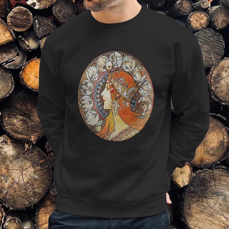 Art Nouveau Zodiac Signs Gypsy Fortune Teller Alphonse Mucha Sweatshirt Gifts for Him