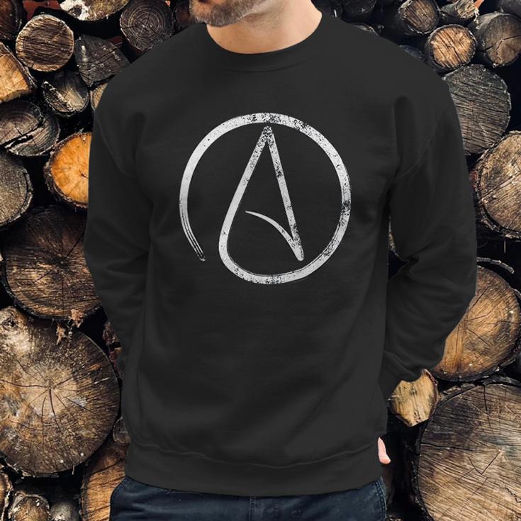 Atheism Symbol Distressed Atheist Sweatshirt Gifts for Him