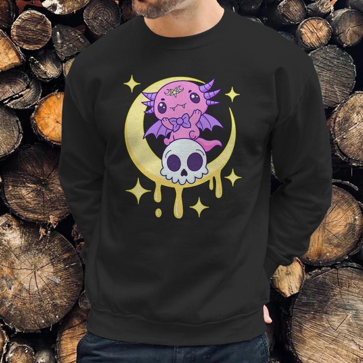 Axolotl Kawaii Pastel Goth Cute Creepy Aesthetic Nu Goth Sweatshirt Gifts for Him