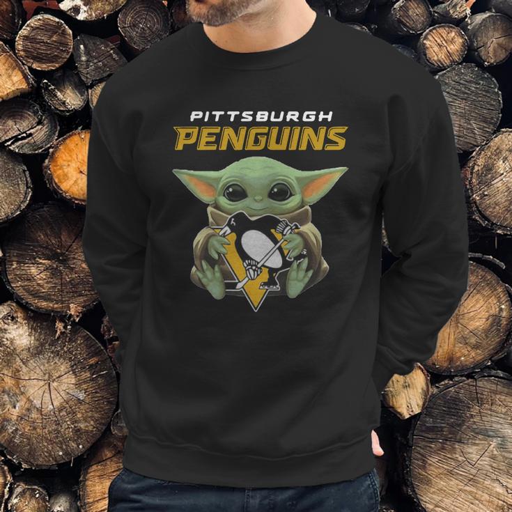 Baby Yoda Hug Pittsburgh Penguins Sweatshirt Gifts for Him