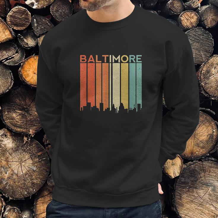 Baltimore Maryland Vintage Retro City Urban Skyline Seaport Sweatshirt Gifts for Him