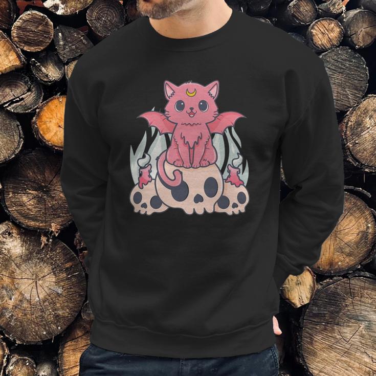 Bat Cat Kawaii Pastel Goth Cute Skulls Gift Cat Lover Sweatshirt Gifts for Him