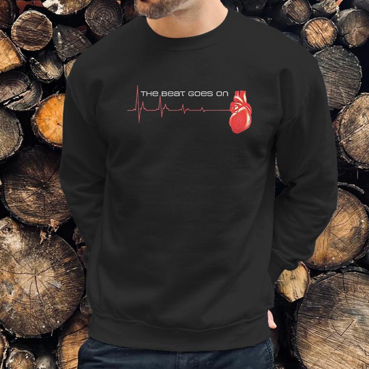 The Beat Goes On Open Heart Surgery Recovery Survivor Sweatshirt Gifts for Him