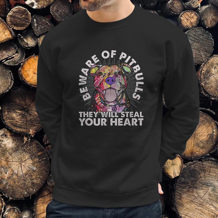 Beware Of Pit Bulls They Will Steal Your Heart Sweatshirt Gifts for Him