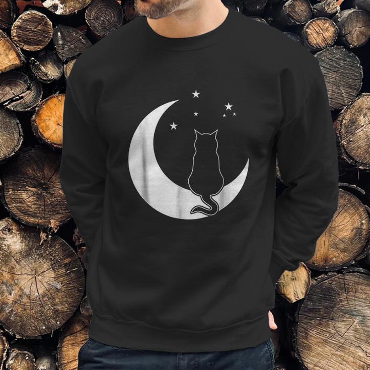 Black Cat On The Crescent Moon By The Starlight Sweatshirt Gifts for Him