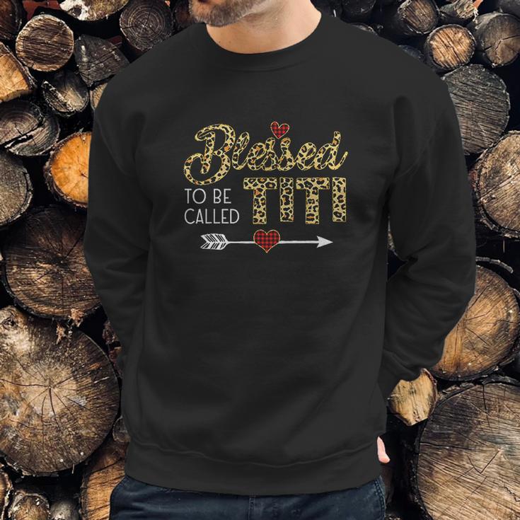 Blessed To Be Called Titi Leopart Red Plaid Buffalo Xmas Sweatshirt Gifts for Him