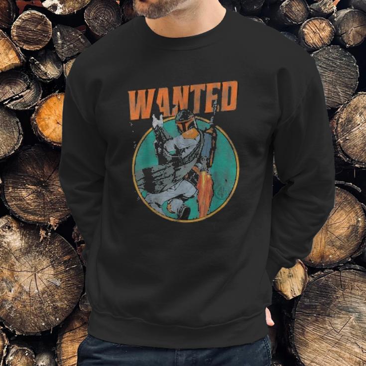 Boba Fett Wanted Distressed Mandalorian Sweatshirt Gifts for Him