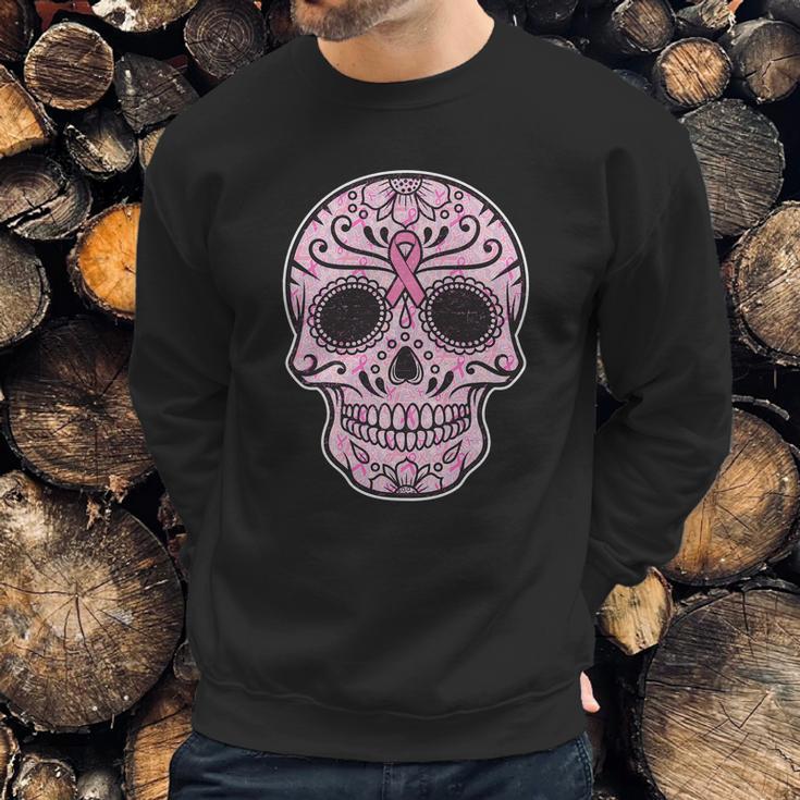 Breast Cancer Sugar Skull Day Of The Dead Dia De Los Muertos Sweatshirt Gifts for Him