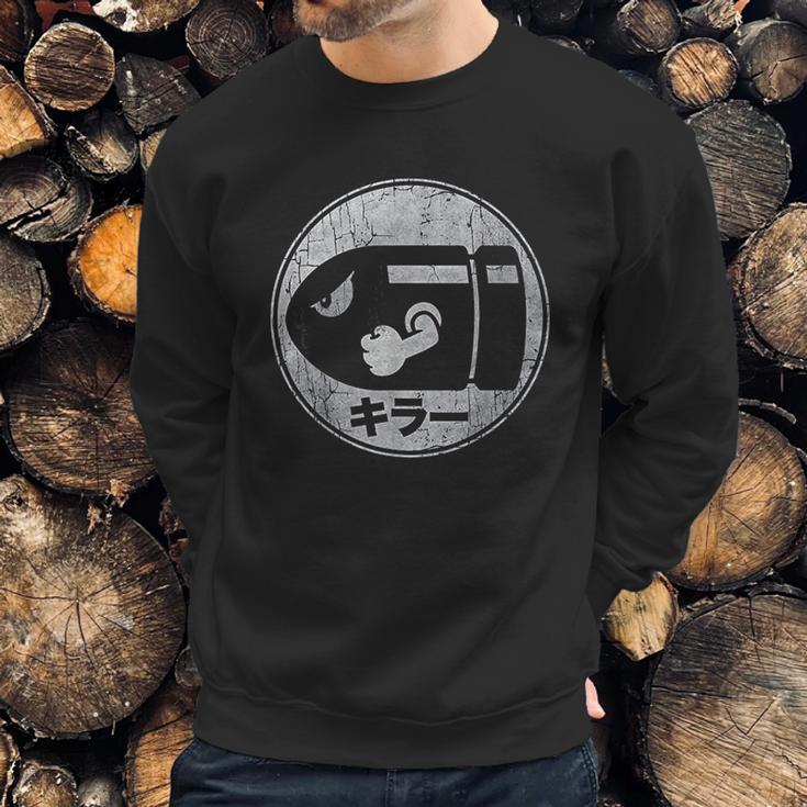 Bullet Bill Distressed Kanji Logo Sweatshirt Gifts for Him