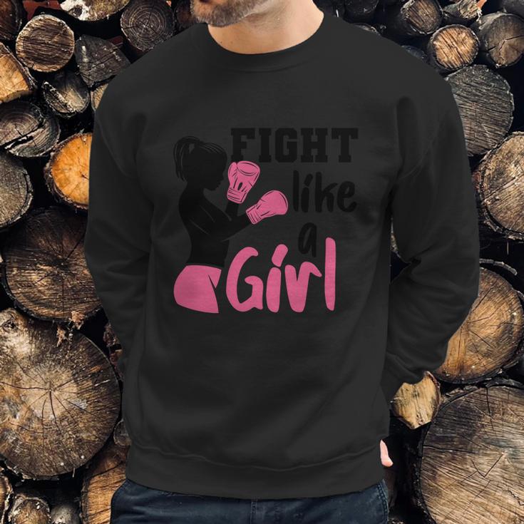 Cancer Fight Like A Girl Pink Ribbon Breast Cancer Graphic Design Printed Casual Daily Basic Sweatshirt Gifts for Him