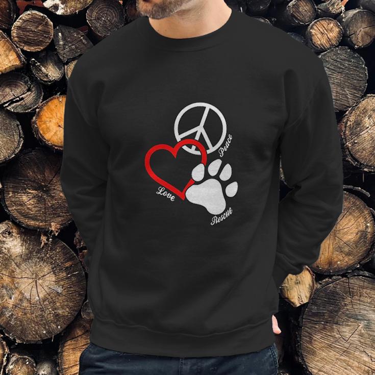 Canine Pet Rescue Cpr Peace Love Rescue With Pawprint Dog Puppy Sweatshirt Gifts for Him