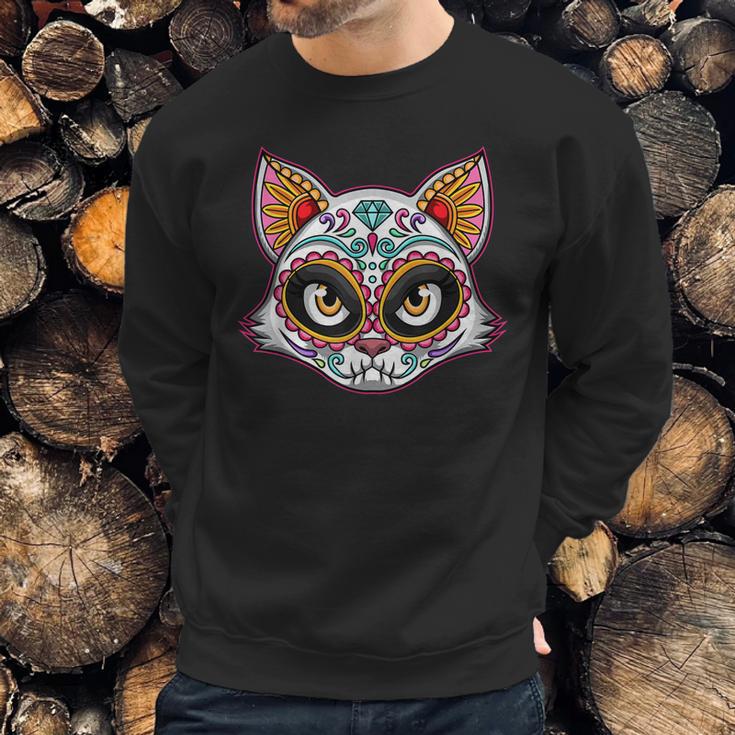 Cat Sugar Skull Funny Day Of The Dead Group Matching Sweatshirt Gifts for Him