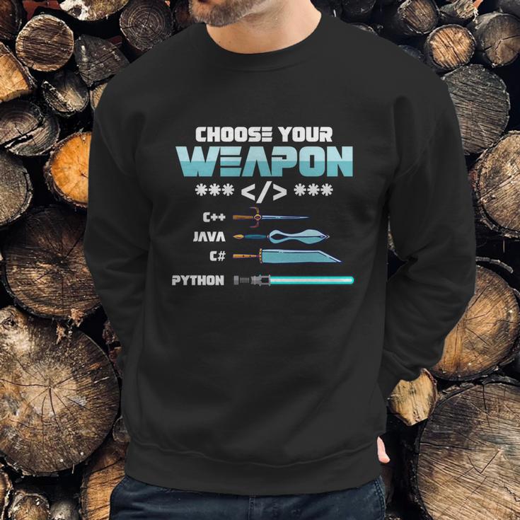 Choose Your Weapon C Java Python C Programmers Gift Graphic Design Printed Casual Daily Basic Sweatshirt Gifts for Him