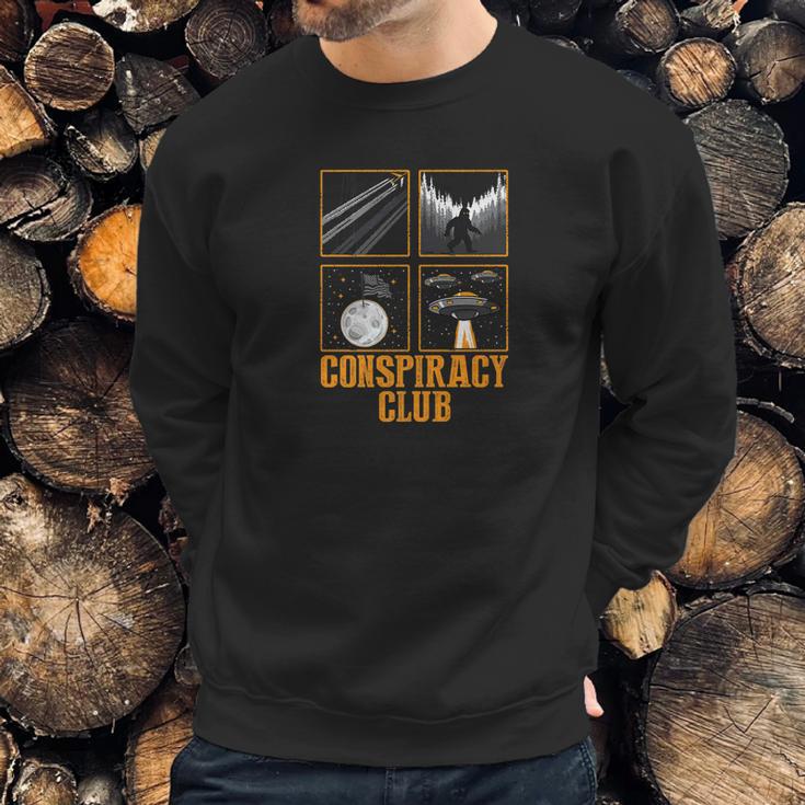 Conspiracy Club Bigfoot Ufo Aliens Moon Landing Sweatshirt Gifts for Him