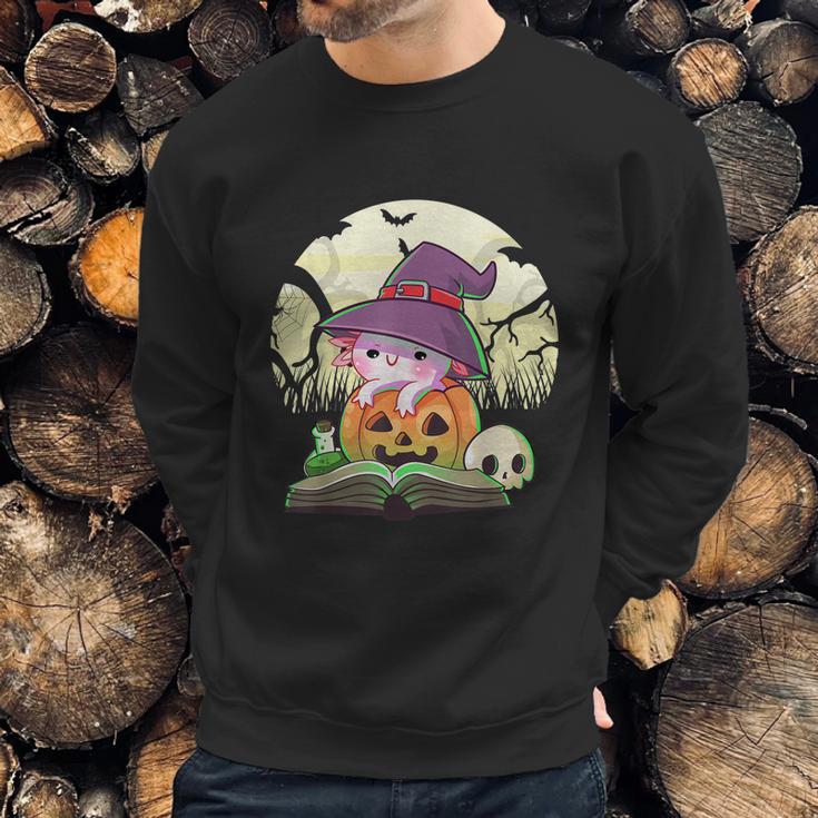 Cute Axolotl Halloween Costume Pumpkin Pastel Goth Graphic Design Printed Casual Daily Basic Sweatshirt Gifts for Him