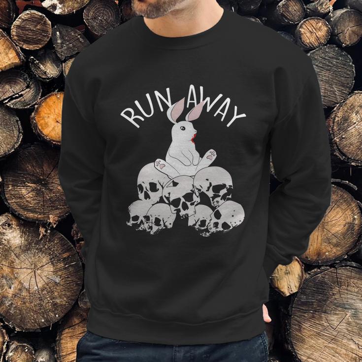 Cute Halloween Funny Halloween Day Run Away Bloody Bunny Skeleton Sweatshirt Gifts for Him