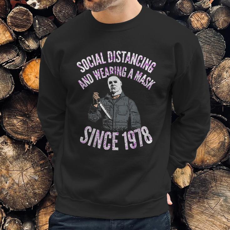 Cute Halloween Funny Halloween Day Social Distancing And Wearing A Mask In Pub Sweatshirt Gifts for Him