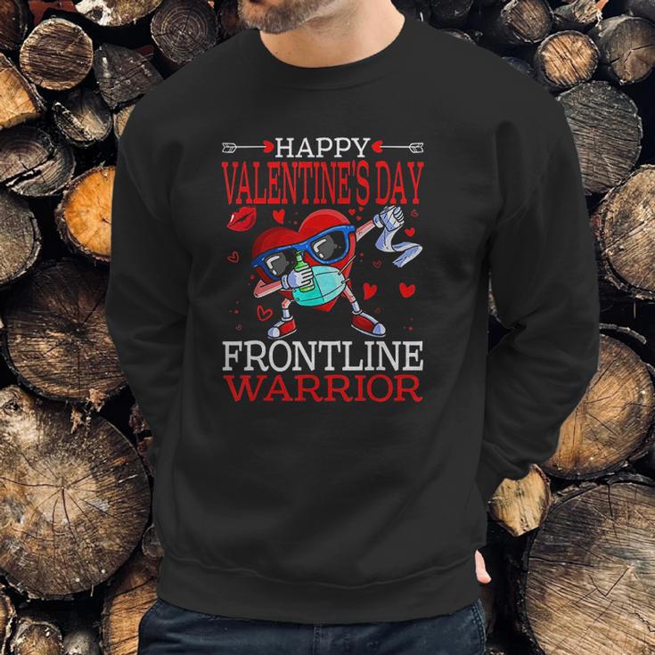 Dabbing Heart Masked Happy Valentines Day Frontline Warrior Sweatshirt Gifts for Him