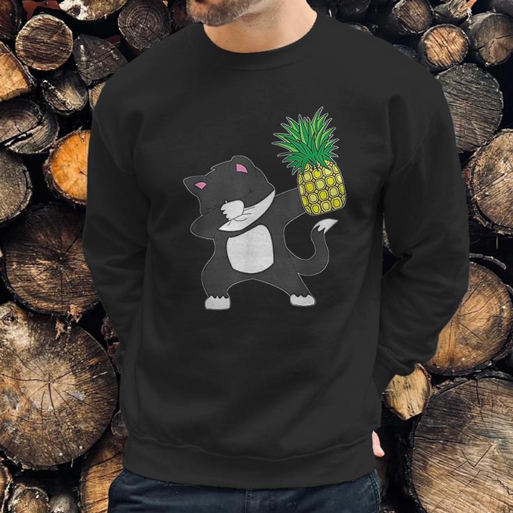 Dabbing Kitty Cat Pineapple Aloha Beach Hawaiian Dance Sweatshirt Gifts for Him