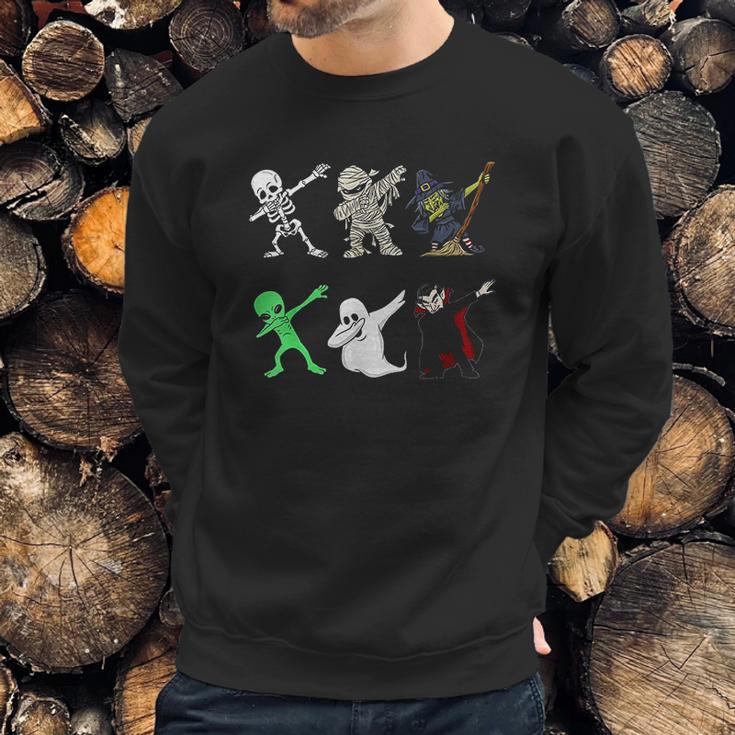 Dabbing Skeleton And Monsters Halloween Dracula Sweatshirt Gifts for Him