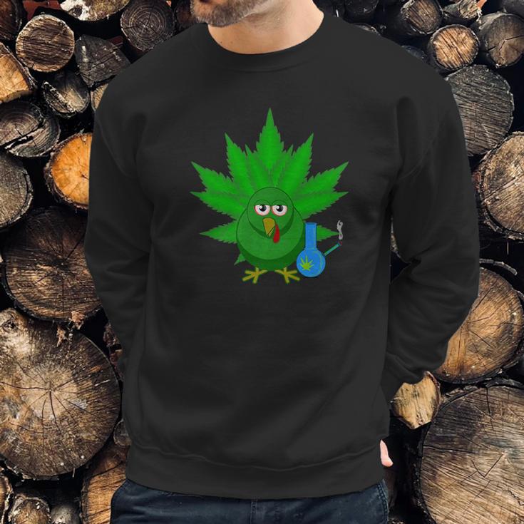 Danksgiving Thanksgiving Turkey Weed Cannabis Pot 420 Sweatshirt Gifts for Him