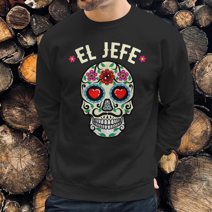 Day Of The Dead Mexico El Jefe Boss Sugar Skull Halloween Sweatshirt Gifts for Him