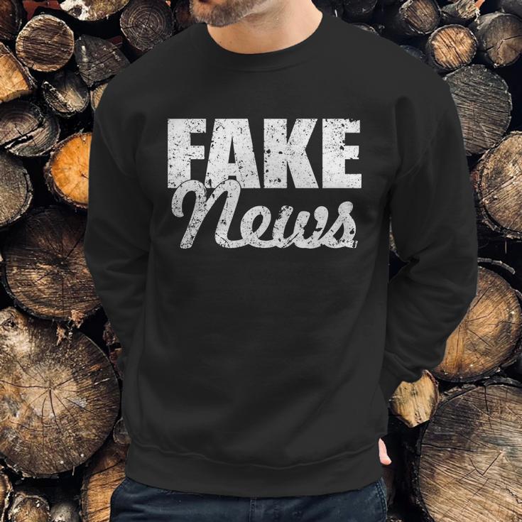 Distressed Fake News Logo Sweatshirt Gifts for Him