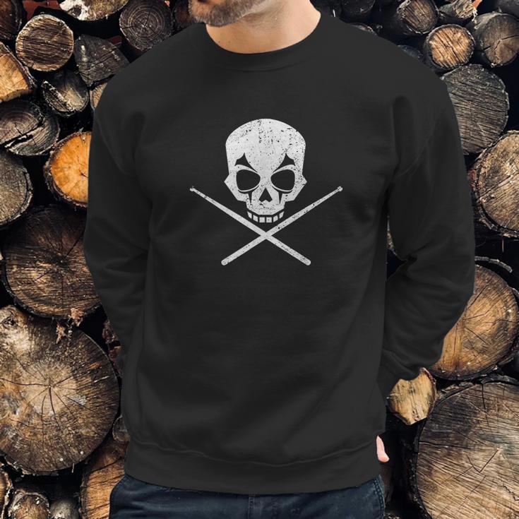 Drummer Drum Sticks Skull Black Metal Sweatshirt Gifts for Him