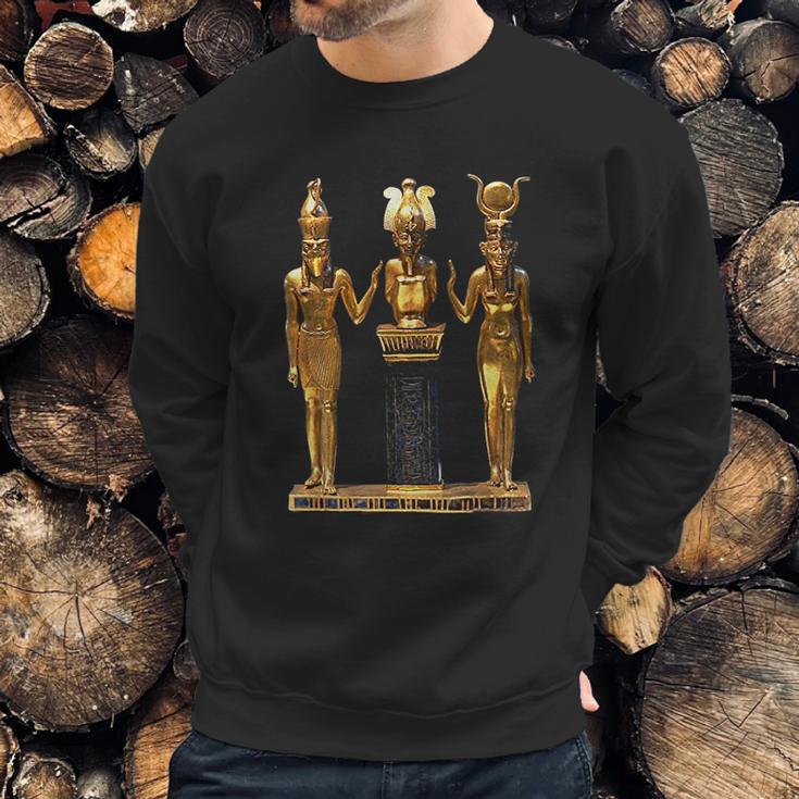 Egyptian Trinity Golden Horus Osiris And Isis Statue Sweatshirt Gifts for Him