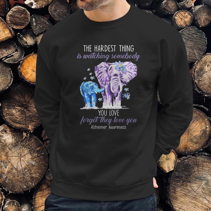 Elephants The Hardest Thing Is Watching Somebody Alzheimer Awareness Shirt Sweatshirt Gifts for Him