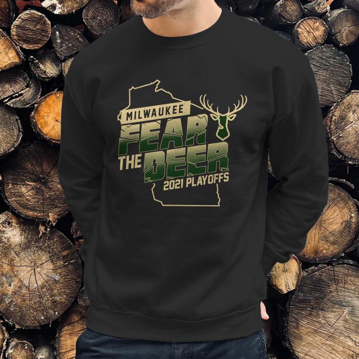 Fear The Deer Milwaukee Basketball 2021 Playoffs Sweatshirt Gifts for Him